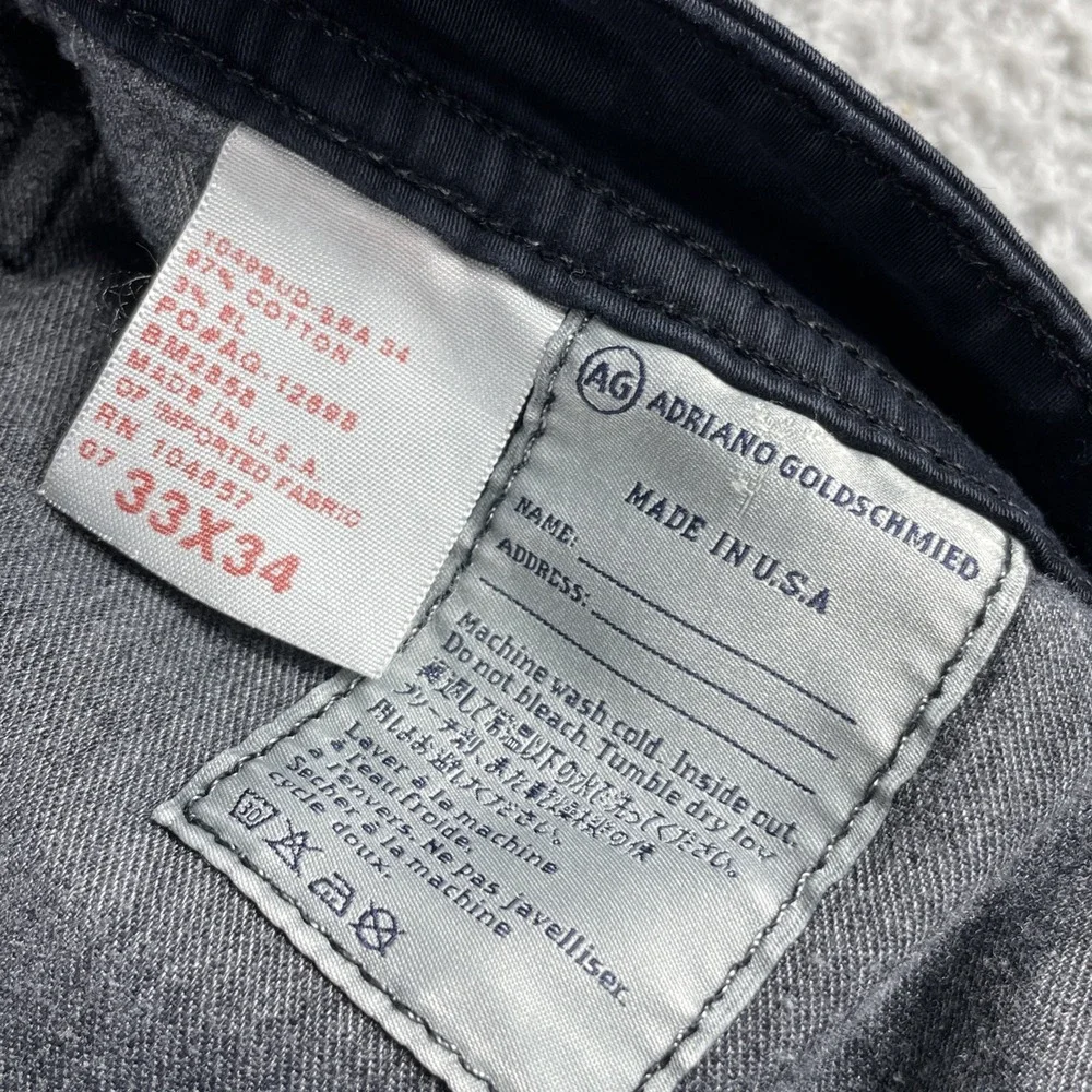 AG Adriano Goldschmie Jean Pant Mens 33x34 Black the Protege Straight Leg Stretc